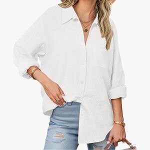 Amazon Women's Classic White Button-Down Cotton Gauze Shirt